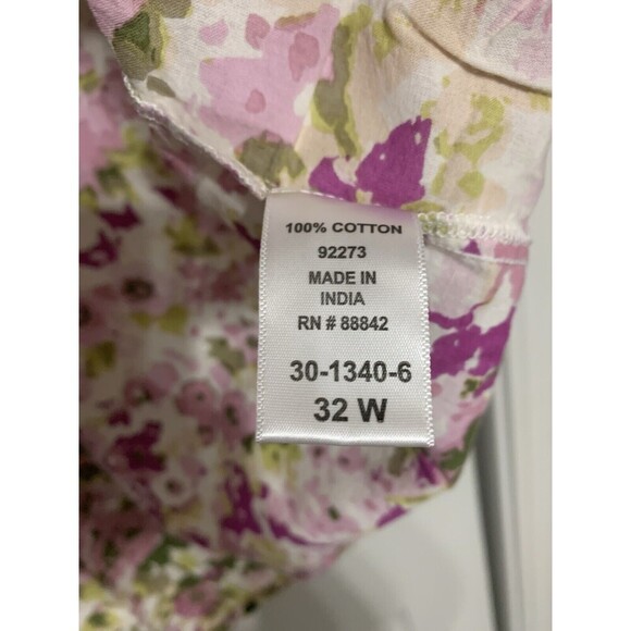 Roaman's 100% Cotton Floral Pintuck Cottage Core Button Front Tunic Blouse 32W - Picture 5 of 7